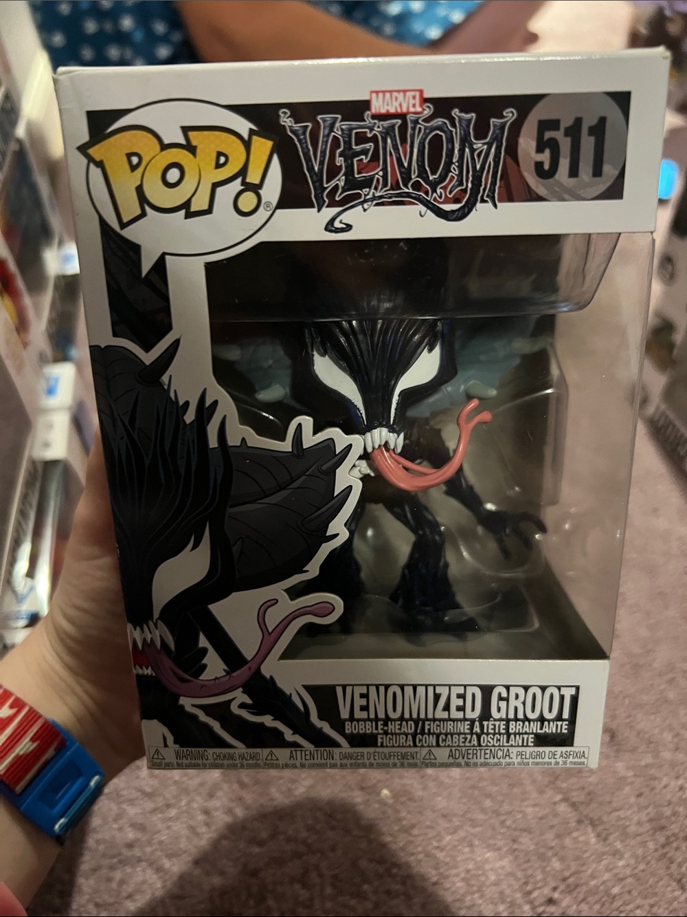 Funko Venomized Groot Pop! Figure - Black with White & Pink Accents